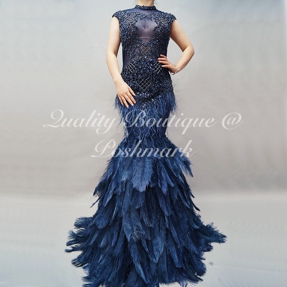 Dresses & Skirts - Luxurious Gothic Knight Feather Mermaid Gown, 2-16